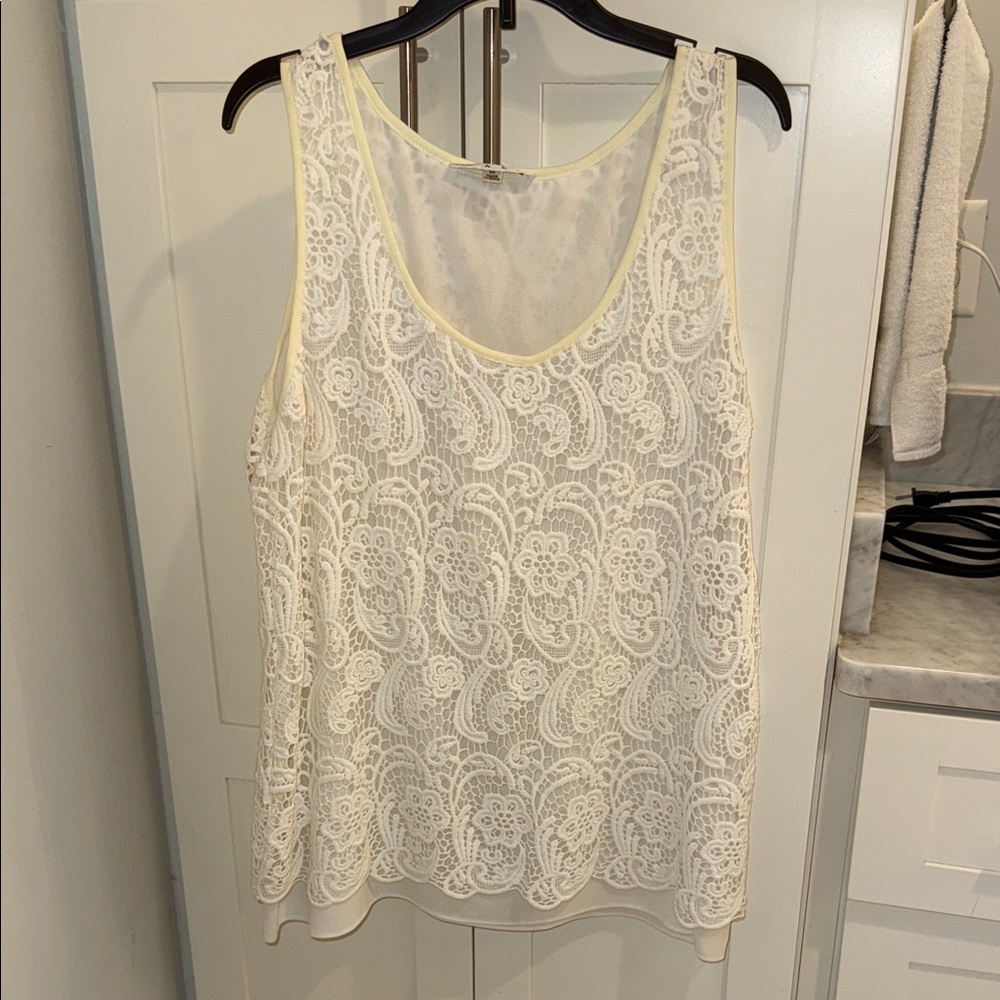 CAbi Ivory Lace Tank Top